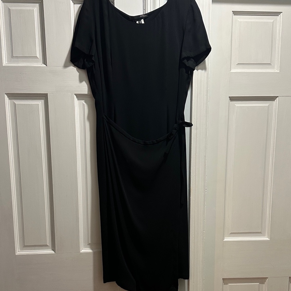 Les Copains Black Midi Dress with Waist Tie